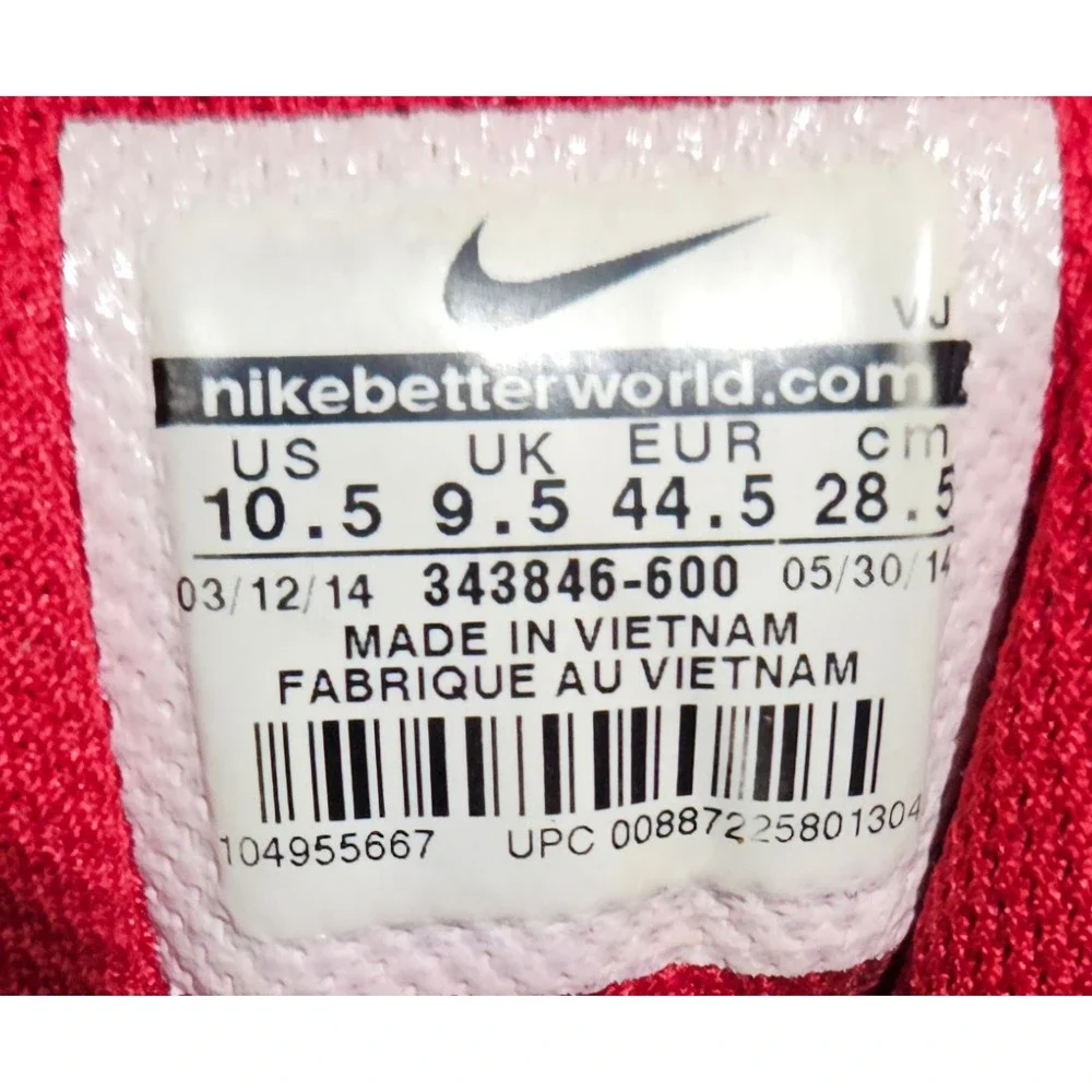 Nike Air Max Torch 4 Mens Running Shoes Sneakers Red Black 343846-600 Size 10.5
